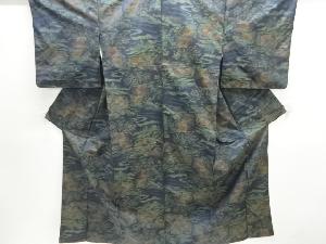 屋敷風景模様織り出し本場泥大島紬着物